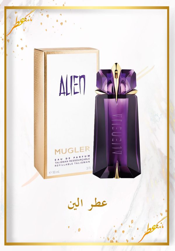 عطر زنانه الین از برند موگلر با رایحه گلی و چوبی، طبع گرم و ملایم، مناسب فصول سرد و مجالس رسمی با ماندگاری بالا